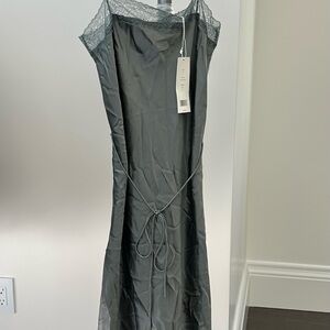 Elegant Gray Spaghetti Strap Dress